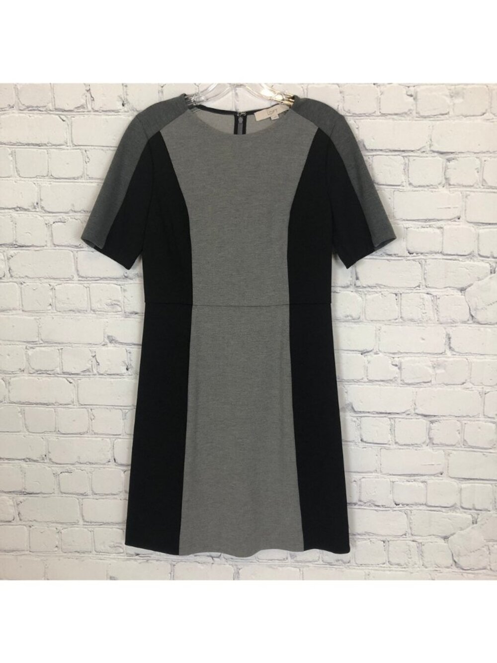 NWT LOFT Gray Black Colorblock Ponte Dress Size 2